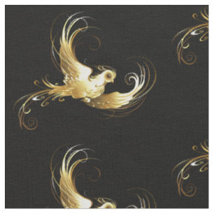 Tissu Oiseau d'or sur Arrière - plan noir