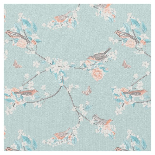 Tissu Oiseaux et fleurs (Fermer)