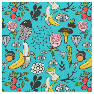 Tissu Oiseaux et yeux