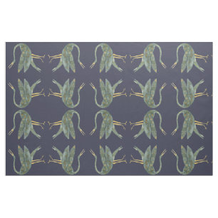 Tissu Oiseaux grues aquarelle bleu foncé modernes