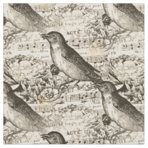 Tissu oiseaux musicaux victoriens