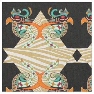Tissu oiseaux ornementaux et zèbre