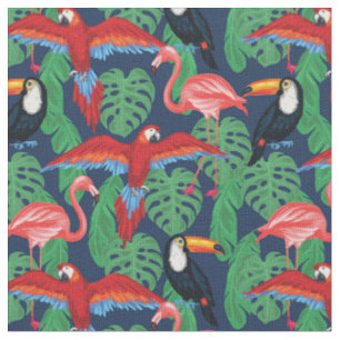 Tissu Oiseaux tropicaux dans des couleurs lumineuses