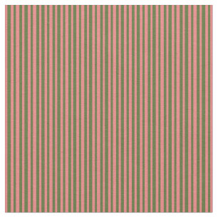 Tissu Olive foncé Lignes vertes et corail clair