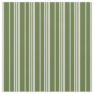 Tissu Olive foncé vert & blanc lignes