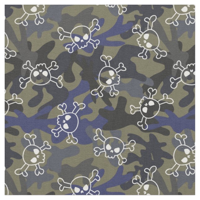 Tissu Olive Green Camo Motif Skuls (Fermer)