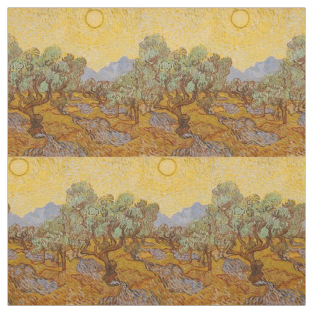 Tissu Oliviers de Van Gogh Soleil Jaune Ciel (Échantillon)