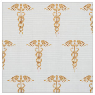 Tissu Or de Caduceus Médicale
