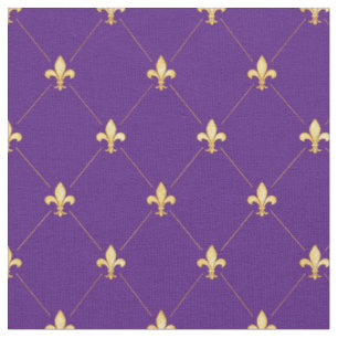 Tissu Or Fleur de Lis (petite échelle) violet