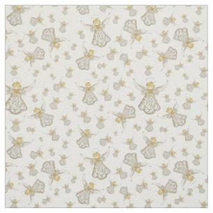 Tissu Or Noël Angel de grâce Motif sans couture