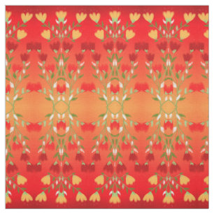 Tissu Or Rouge Vibrant Avec Vert