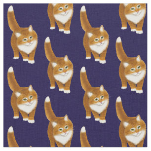Tissu orange amical de chat tigré