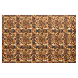 Tissu Orange Brown Bali Batik Style Paisley Motif