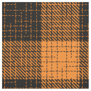 Tissu Orange Croix à Carreaux Noir Buffalo