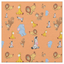 orange Cute safari animal motif - Giraffe, eleph
