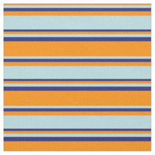 Tissu Orange foncé, bleu poudreux et lignes bleu nuit
