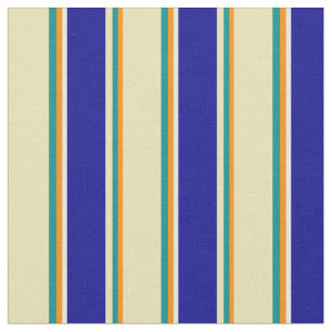 Tissu Orange foncé, Cyan foncé, Tan, Bleu foncé et Blanc