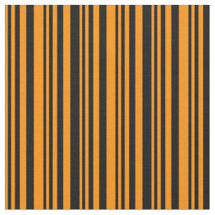Tissu Orange foncé et Motif noir à nappes/rayures