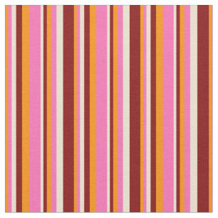 Tissu Orange foncé, rose chauds, beige et marron
