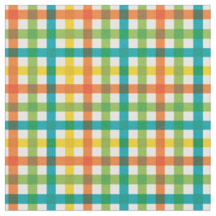 Tissu Orange Green & Yellow Summer Rainbow Plaid/ Tartan