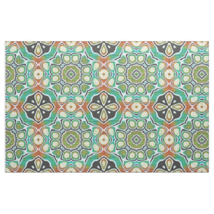 Tissu Orange Lime Green Turquoise Bali Batik Motif