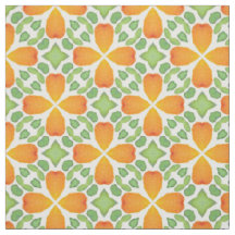Orange motif floral mosaïque rétro 60s les années