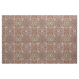 Tissu Orange Olive Green Retro Chic Nouveau Déco Motif