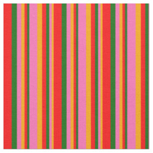 Tissu Orange, rose chaud, vert foncé et Motif rouge