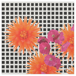 Tissu orange rose graphique moderne de contrôle d