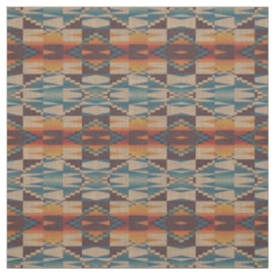 Tissu Orange Rouge Turquoise Bleu Brown Aztec Mosaic Mot