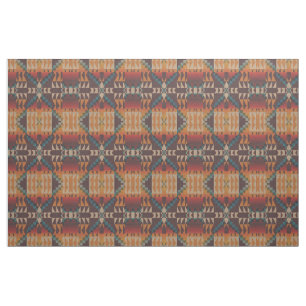 Tissu Orange Taupe Brown Rouge Turquoise Bleu Ethnique