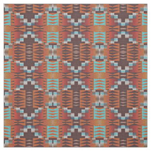 Tissu Orange Turquoise bleu turquoise Brown rouge ethniq