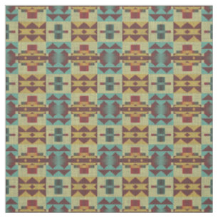 Tissu Orange Turquoise Turquoise Vert foncé Rouge ethniq