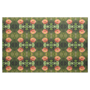 Tissu Orange Zinnia Fleur Floral Motif Fabric