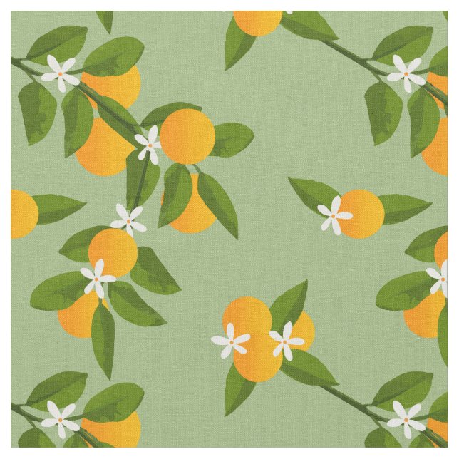 Tissu Oranges et Feuille Motif de fruits d'agrumes (Fermer)
