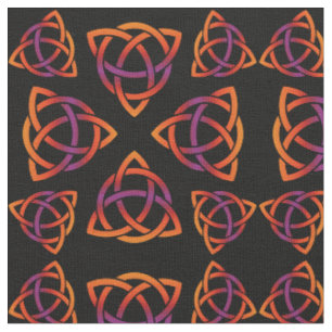 Tissu Oranges Motifs et violet de Triquetra celtiques à