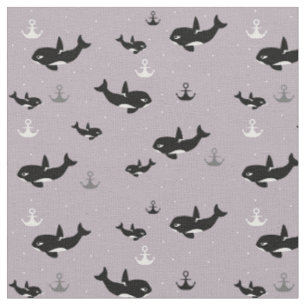 Tissu Orca Motif - Cute Killer Whale Motif de dessin