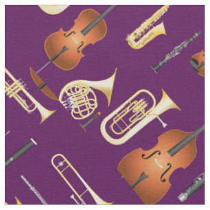 Tissu Orchestre Instruments Musique Musicien Décor Viole