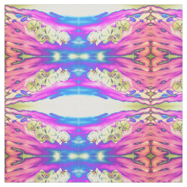 Tissu orchidée Abstraite boho rose orange bleu pourpre (Échantillon)