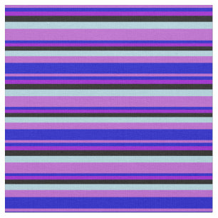 Tissu Orchidée, Bleu, Violet foncé, Bleu noir et clair