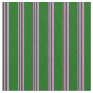 Tissu Orchidée et bandes vert foncé