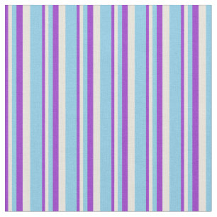 Tissu Orchidée foncée, beige et Sky Blue Lines Motif