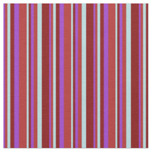 Tissu Orchidée foncée, rouge, bleu poudreux et lignes de