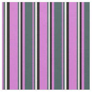 Tissu Orchidée, gris ardoise foncée, blanc et noir