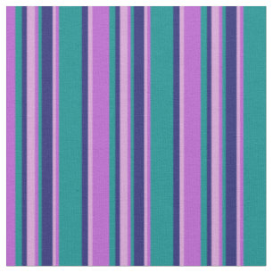 Tissu Orchidée, Plum, Lignes Bleues Et Cyanes Sombres De