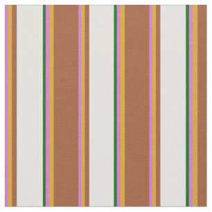 Tissu Orchidée, verge d'or, Sienne, cyan clair et vert f