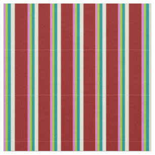 Tissu Orchidée, verte, cyan foncé, bisque et lignes roug