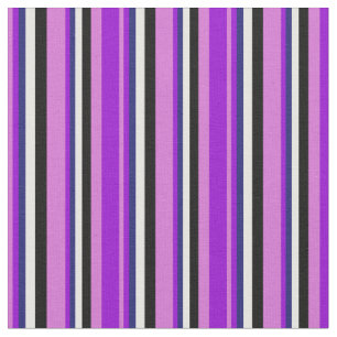 Tissu Orchidée, Violet foncé, Bleu de minuit, Blanc & No