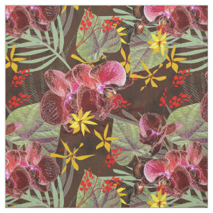 Tissu Orchidées rouges.