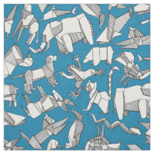 Tissu origami animal dity bleu